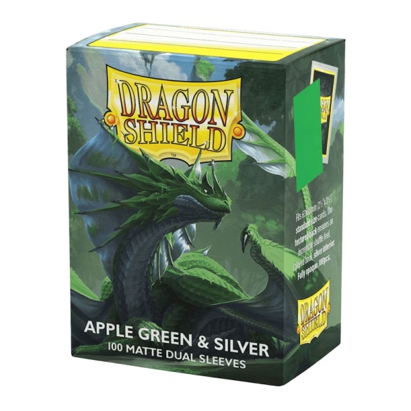 Dragon Shield Protecții Mari pentru Cărți 100 buc Dual Matte – Apple Green & Silver