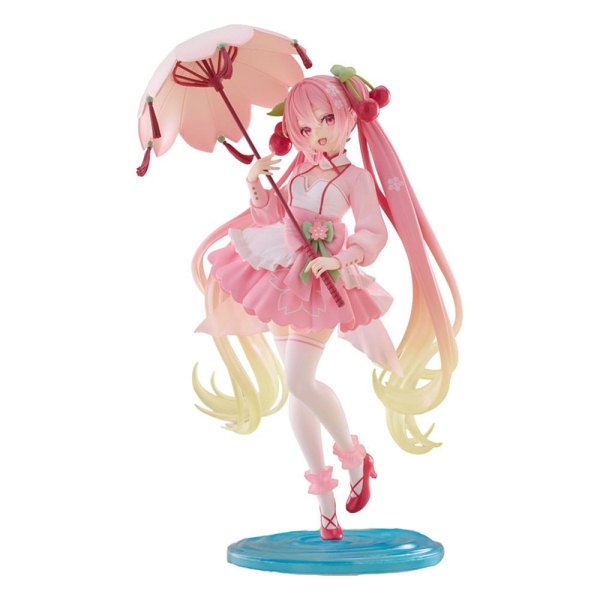 Hatsune Miku AMP PVC Statue - Newley Written Sakura Miku Sakura Dress Ver. 21 cm