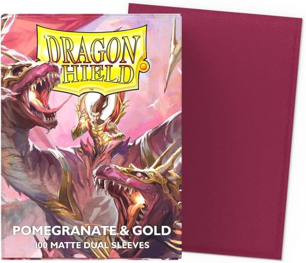 Dragon Shield: Standard size- Pomegranate & Gold - Matte Dual Sleeves
