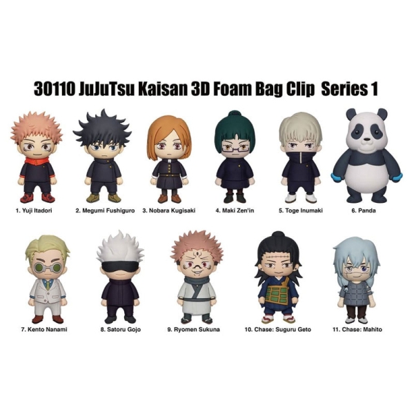 Cleme pentru pungi Jujutsu Kaisen 3D din PVC, Seria 1 - Asortiment