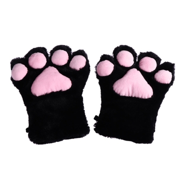 Mănuși negre de pluș / Labele Cosplay