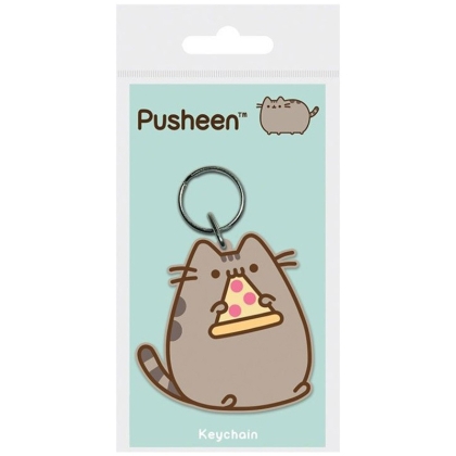 Pusheen Rubber Keychain Pizza
