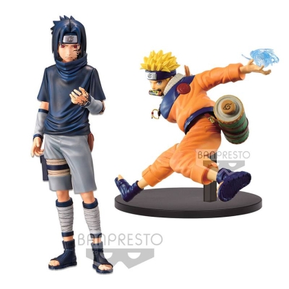 HOBBY COMBO: Naruto Shippuden Vibration Stars Statue Uzumaki Naruto 12 cm + Uchiha Sasuke #2 24 cm