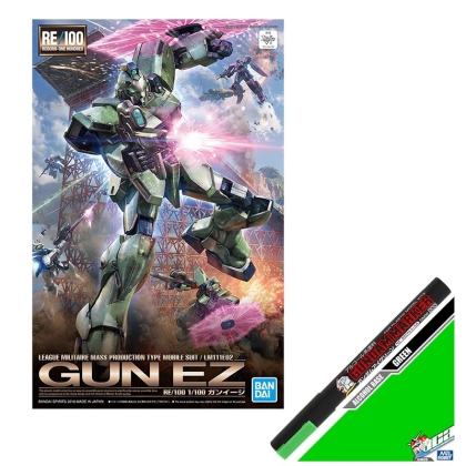 HOBBY COMBO: (RE) Gundam Model Kit - Gun EZ 1/100 + Gundam Marker GM-09 - Green
