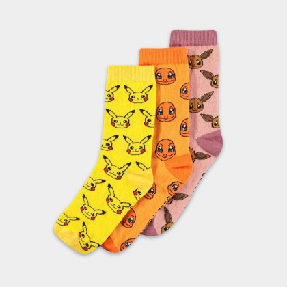 Pokémon - Crew Socks (3Pack) 39/42 - Pikachu, Eevee & Charmander