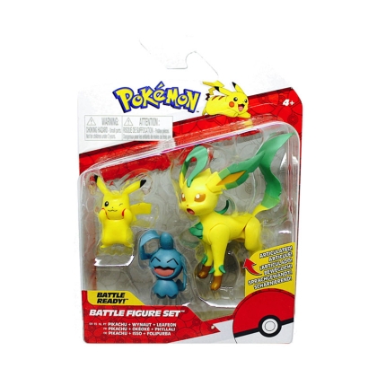 Pokémon Battle Mini Figures Pack - Pikachu, Wynaut &amp; Leafeon