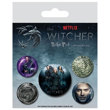 The Witcher - Geralt, Yennefer & Ciri Pin Badges 5-Pack