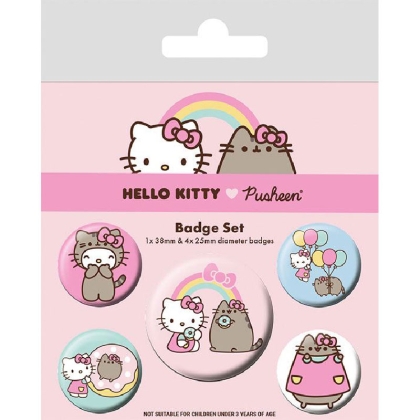 Pusheen x Hello Kitty Collaboration Badges 5-Pack