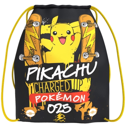 Pokemon Pikachu Gym Bag - Black with themed picture 43cm
