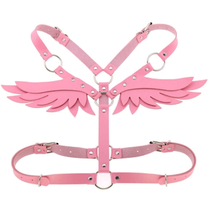 Cosplay Harness Angel Wing Body Chain Accessory - Baby Pink