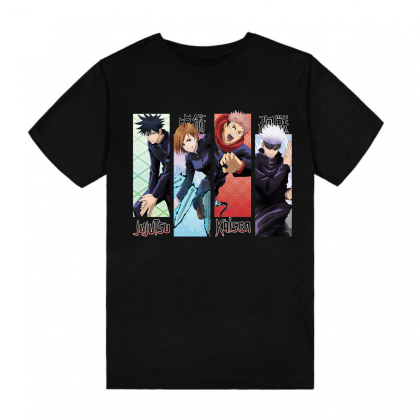 Jujutsu Kaisen: Anime T-shirt - Megumi Fushiguro, Nobara Kugisaki, Yuji Itadori & Satoru Gojo