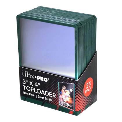 UP - Toploader - 3" x 4" Ultra Clear Green Border (25 pieces)