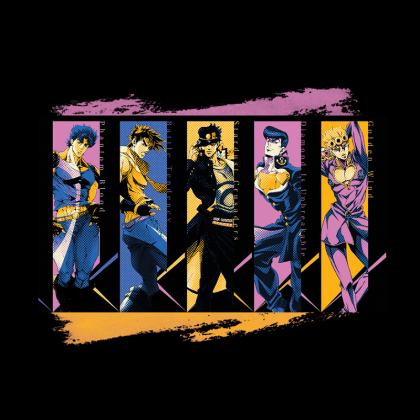 JoJo's Bizarre Adventure: Anime T-shirt - Jonathan Joestar, Joseph Joestar, Jotaro Kujo, Josuke Higashikata & Giorno Giovanna