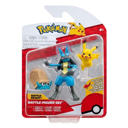 Pokemon: Екшън Фигурки Комплект - 3-Pack Pikachu, Omanyte, Lucario