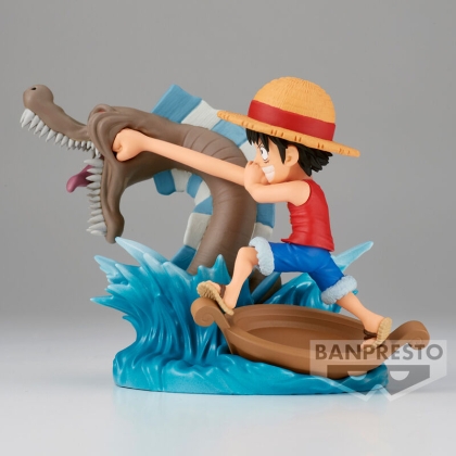 One Piece Log Stories PVC Statue Monkey D. Luffy vs Local Sea Monster 7 cm