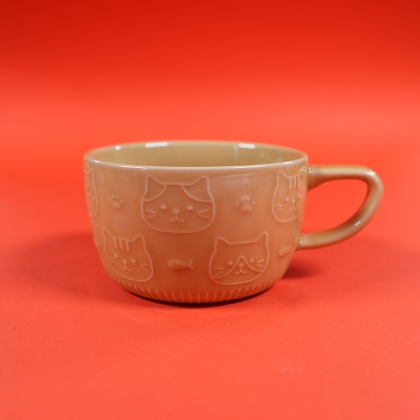 Set Ceramic Cup + Plate/Lid - Kitten Yellow