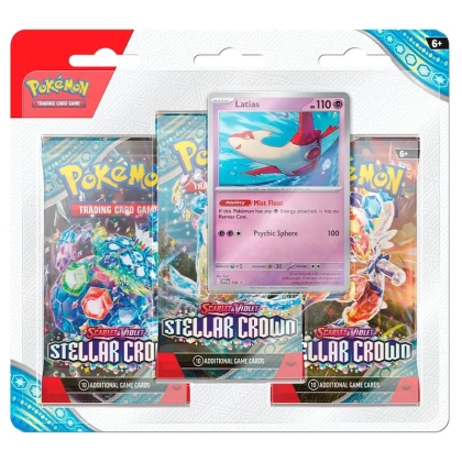 PRE-ORDER: Pokemon TCG Scarlet & Violet 7 Stellar Crown - 3 Pack Blister and Latias promo card