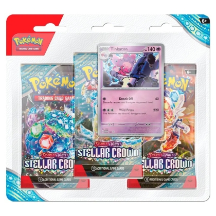 PRE-ORDER: Pokemon TCG Scarlet & Violet 7 Stellar Crown - 3 Pack Blister and Tinkaton promo card