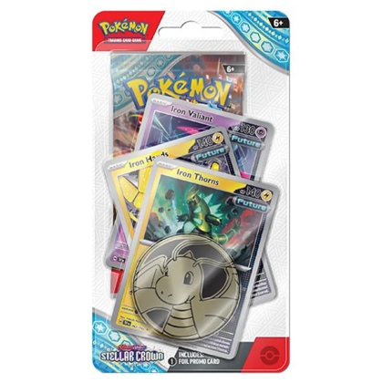 PRE-ORDER: Pokemon TCG Scarlet & Violet 7 Stellar Crown - Premium Checklane Blister Iron Thorns promo card