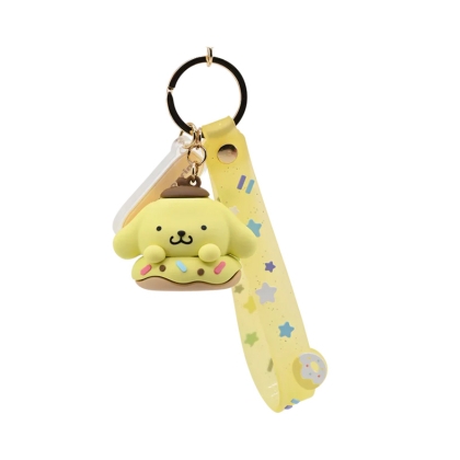 Sanrio Donuts Series Keychain with Hand Strap Hello Kitty and Friends - Pompompurin
