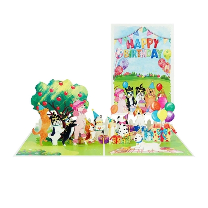 Kiriori POP 3D Happy Birthday Card - Party Dogs