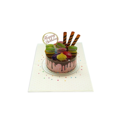 Kiriori POP 3D Greeting Card - Happy Birthday cake with french macaroons