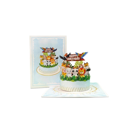 Kiriori POP 3D Greeting Card - Birthday Cake with animals