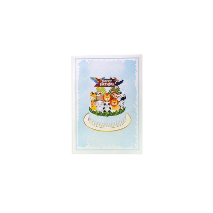 Kiriori POP 3D Greeting Card - Birthday Cake with animals