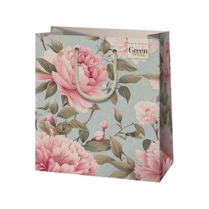 Ecological Grass Gift Bag - Peonies 20 x 23 M