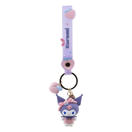 Sanrio Peach Series Keychain with Hand Strap Hello Kitty and Friends - Kuromi
