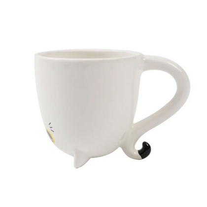 Themed Ceramic Upside Down Mug - White Cat