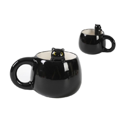 Themed Ceramic Mug Charm - Black Cat