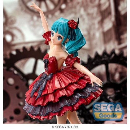 Prim-plan cu fața lui Hatsune Miku pe statuetă