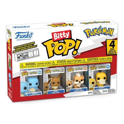 Pokémon Bitty POP! Vinyl Figure 4-Pack Series 4 2 cm - Squirtle, Eevee, Growlith, Psyduck