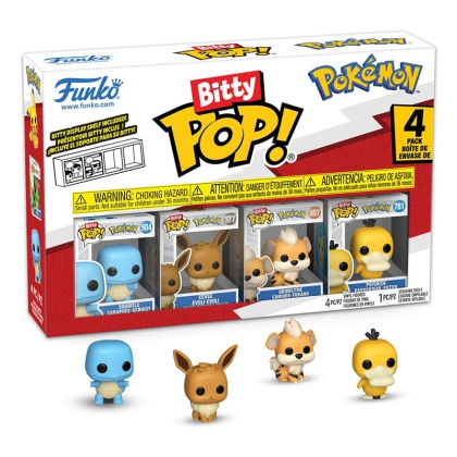 Pokémon Bitty POP! Vinyl Figure 4-Pack Series 4 2 cm - Squirtle, Eevee, Growlith, Psyduck