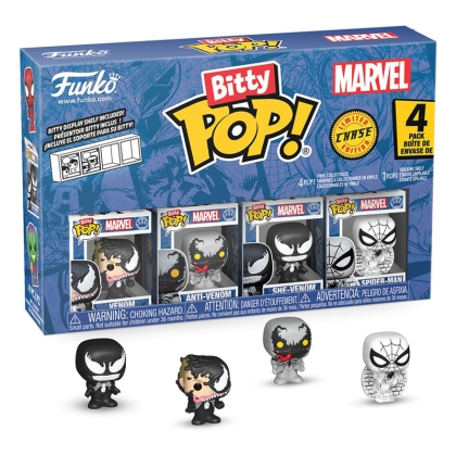 Spider-Man Bitty POP! Vinyl Figure 4-Pack Series 3 2 cm - Venom, Anti-Venom, She-Venom + Chase