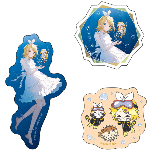 Hatsune Miku x "Rascal the Raccoon" 2025 Kirakira Sticker Collection 3pc - Kagamine Rin