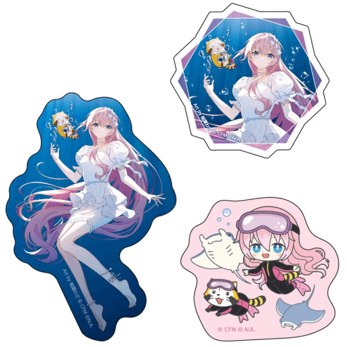 Hatsune Miku x "Rascal the Raccoon" 2025 Kirakira Sticker Collection 3pc - Megurine Luka 