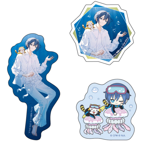 Hatsune Miku x "Rascal the Raccoon" 2025 Kirakira Sticker Collection 3pc - KAITO