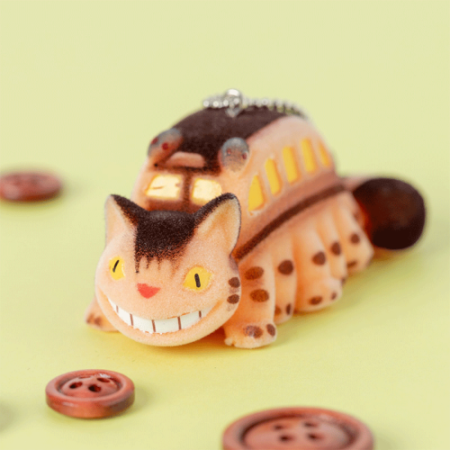Studio Ghibli "My Neighbor Totoro"  Flocking Key Chain - Catbus