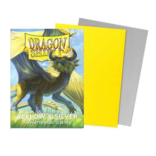 Dragon Shield Protecții Mari pentru Cărți 100 buc Dual Matte – Yellow & Silver