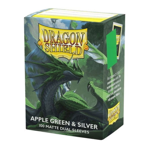 Dragon Shield Protecții Mari pentru Cărți 100 buc Dual Matte – Apple Green & Silver