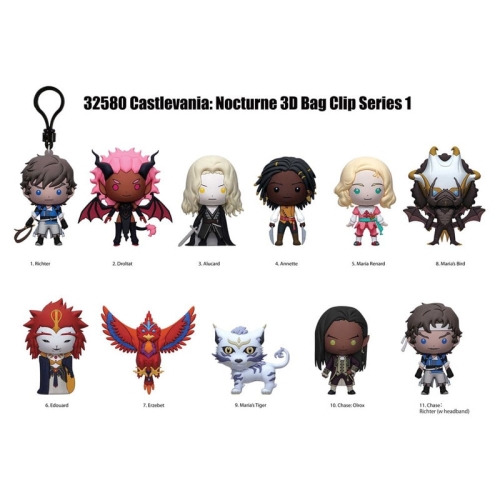 Castlevania Nocturne Cleme de geantă 3D din PVC Seria 1 - Asortiment