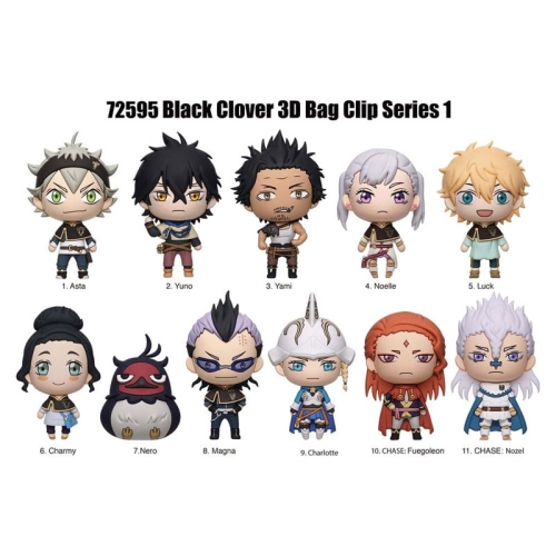 Cleme de geantă Black Clover 3D din PVC, seria 1 - Asortiment