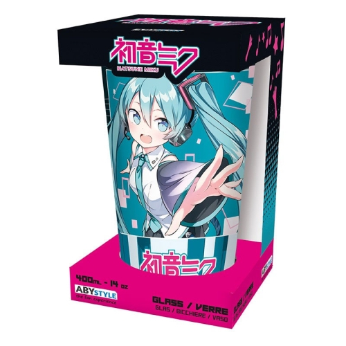 Pahar mare de sticlă Vocaloid XXL - Hatsune Miku Orașul Muzical
